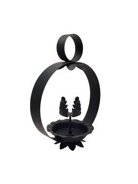 Decorative Black Metal Candle Holder With Floral Design For Home Décor Farmhouse